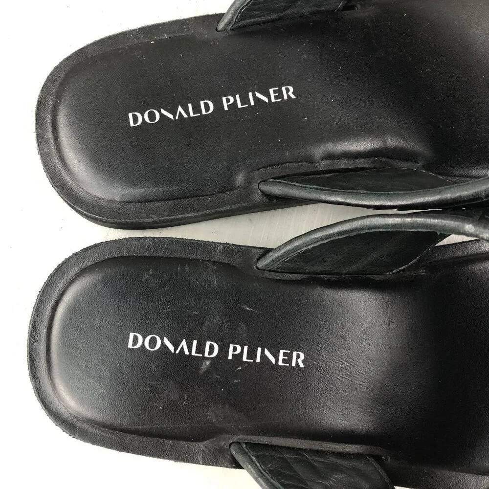 Donald Pliner Men's Size 8M Pascal Black Leather Woven Slip On Sandals $198